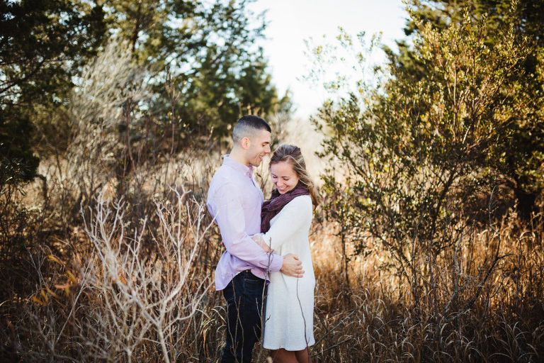 Engaged couple shares a moment in Corson's Inlet Nature trail.