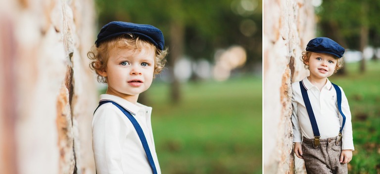 little boy poses for portrait in Washington Crossing, PA family portrait session