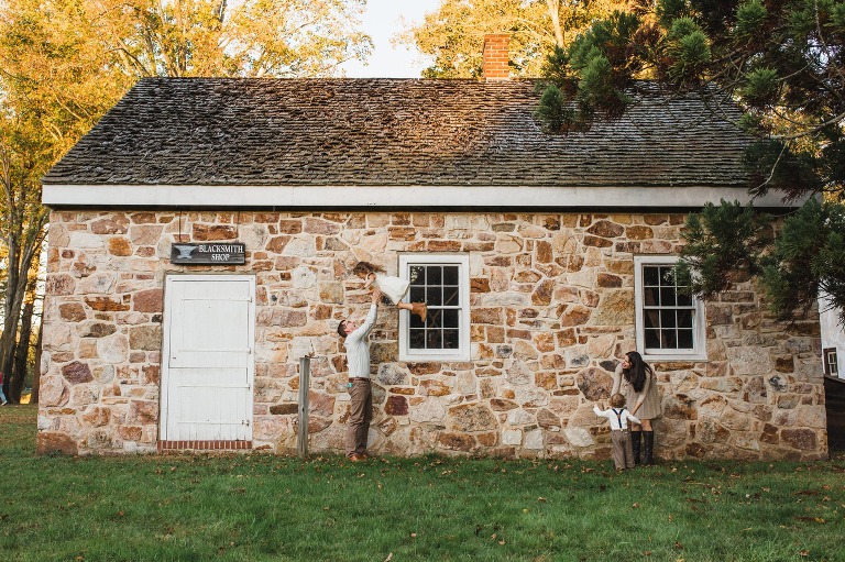 Family at photography session in Washington Crossing Park