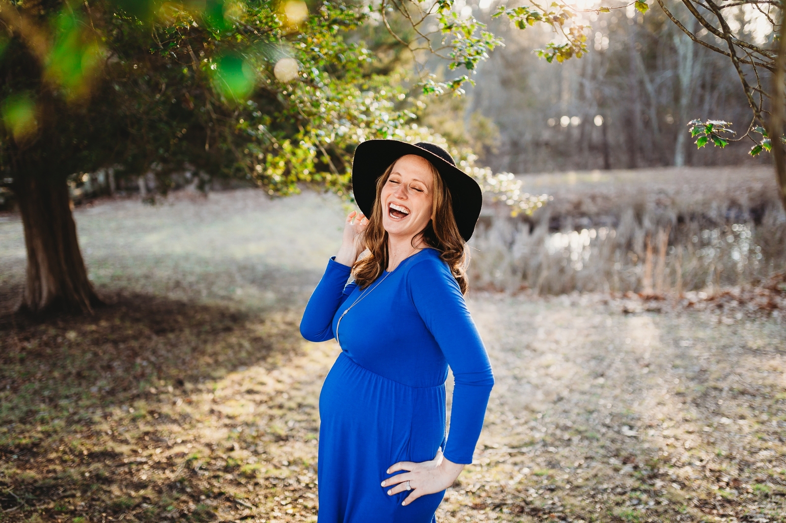 Melissa radiates glowing beauty and happiness at her New Jersey golden hour maternity session.
